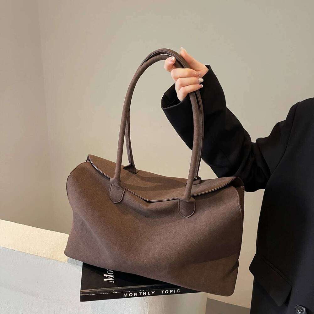 Classic Faux Suede Handbags Women England Style Elegant Shoulder Bags Big Solid Designer Casual Totes Lady Retro Female Packages
