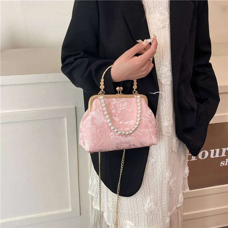 Classic Lace Vintage pearl Evening Wedding Shell Lock Bags Women Shoulder Crossbody Bag Chain Women's Handbags Purses 's