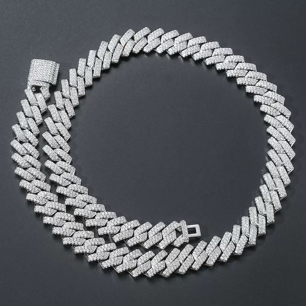 Custom 10mm 4-Rows Sterg Sier Rose Gold Cuban k Chain for Men Full Iced Hip Hop Dia Moissanite Fine Necklaces