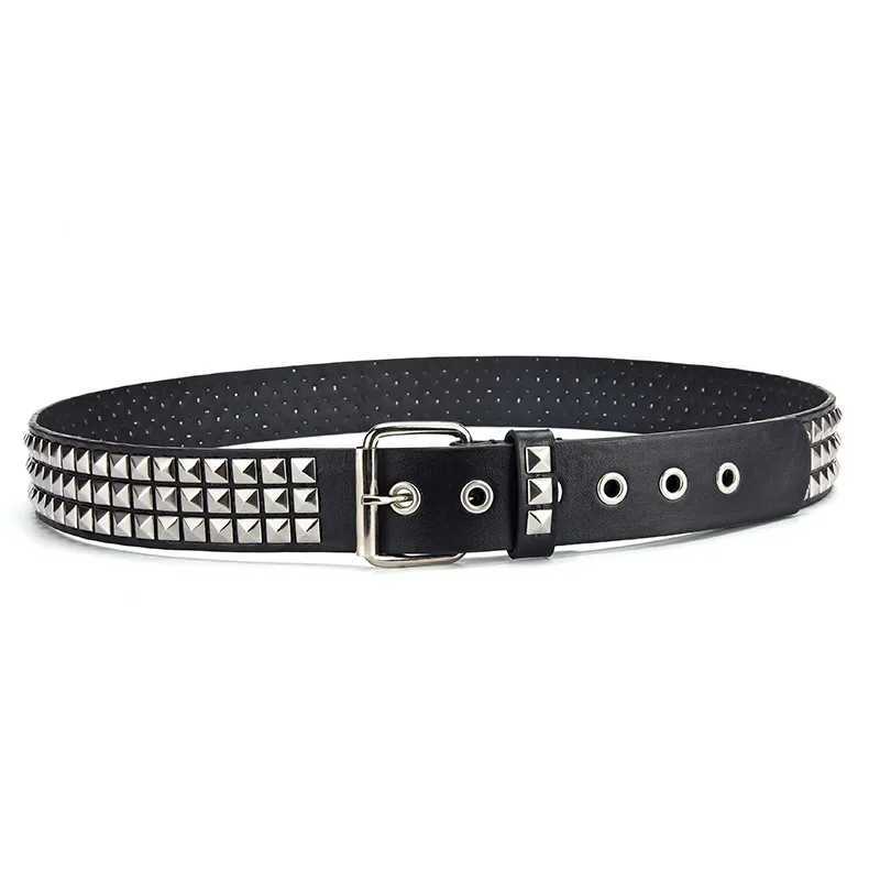 2025 New Square Bead Rivet Belt Metal Pyramid Belt Men and Women Punk Hardware Jeans Belt Y2K Belt Designer Belt Womens Belts XJ250602