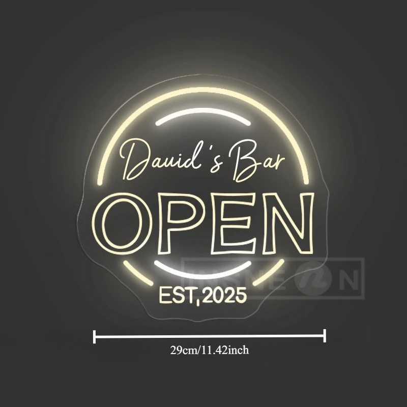 Custom Neon David Bar OPEN Sign USB Wall-Mounted Personalized LED Light for Home Parties Easter Decor Modern Durable Neon ArtXJ250602
