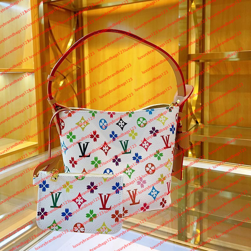 designer bags TM shoulder bag leather takashi murakami rainbow handbag canvas women colorful bag fashion vintage lady clutch tote woman bag purse wallets all in bb a1