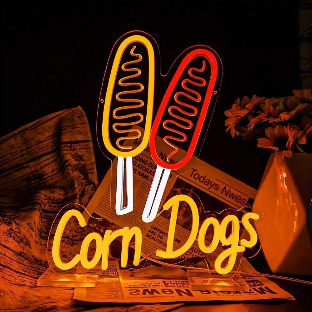 Corn Dog Neon Light LED Neon Sign Wall Decor for Kitchen Bar Game Room Restaurant Shop Store USB Powered Gift for Kid Friend XJ250602