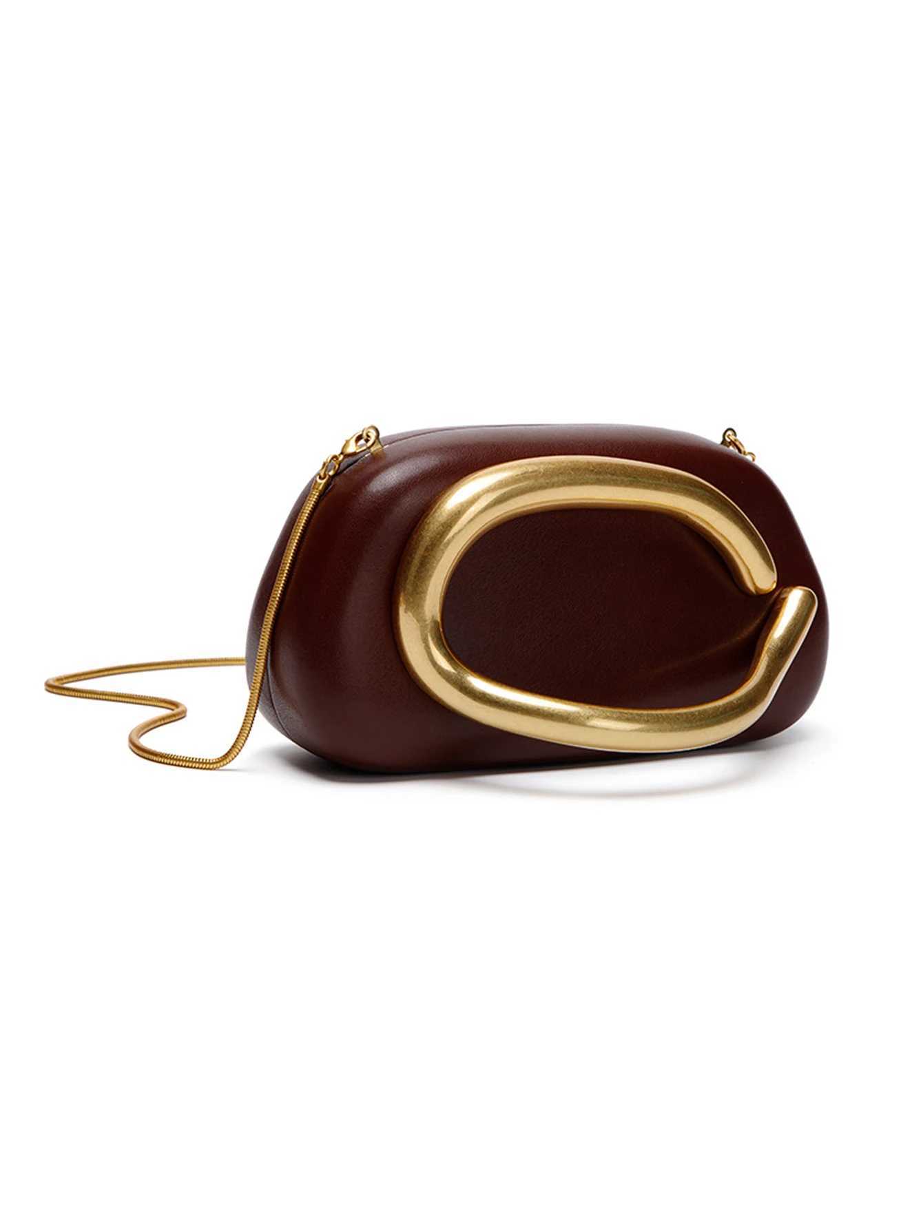 Classic Round Box Clutch Dinner Bag Mini Bag Vintage Metal Handle Chain Single Shoulder W250602