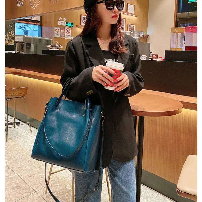 NEW 100% Cowhide Genuine Leather Women's Shoulder Tote Large Capacity Crossbody Bag Commuter Fashion Handbag Gift Bag