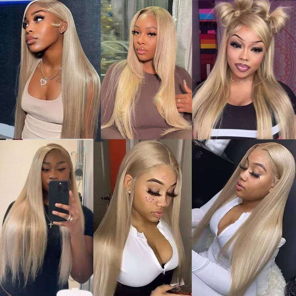 Upgrade 12A Straight 13x4 Front Human Hair For Women Ash Blonde 180 Density 5x5 Lace Closure Wigs