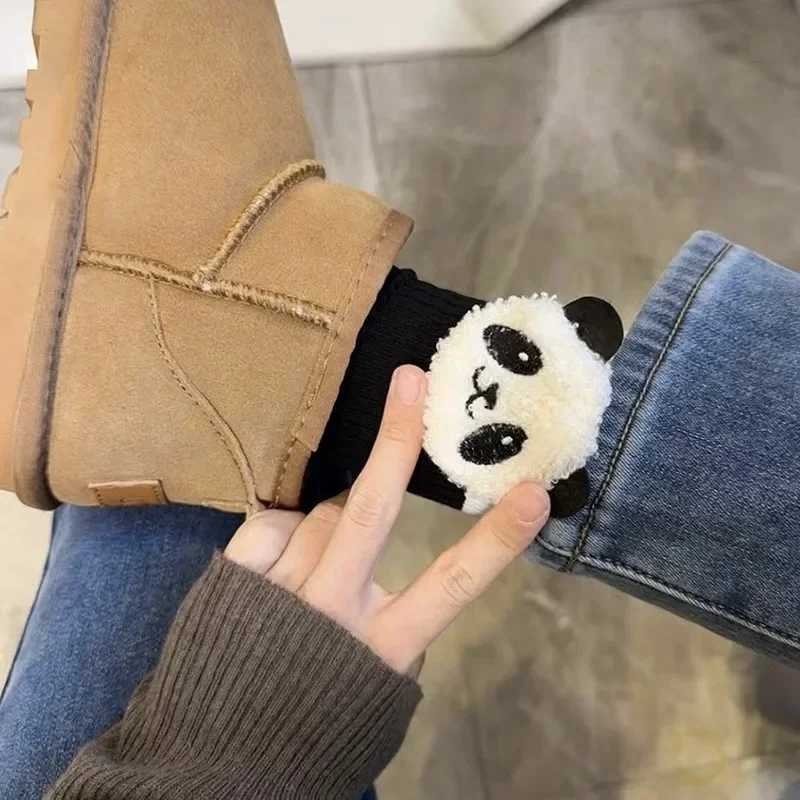 Pure Cotton Cute Socks Designer Panda Women Socks Kawaii Funny Black White Middle Tube Socks T250602