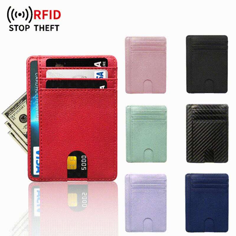 Multi-Slot Portable PU Leather Credit Multi-Color Customizable Anti-Magnetic RFID Card Holder