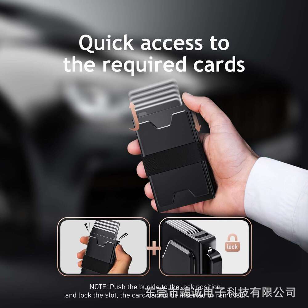 Ultra-thin Holder, Anti-theft Minimalist Men's Wallet with Cash Strap and Expandable Back Panel Card Slot