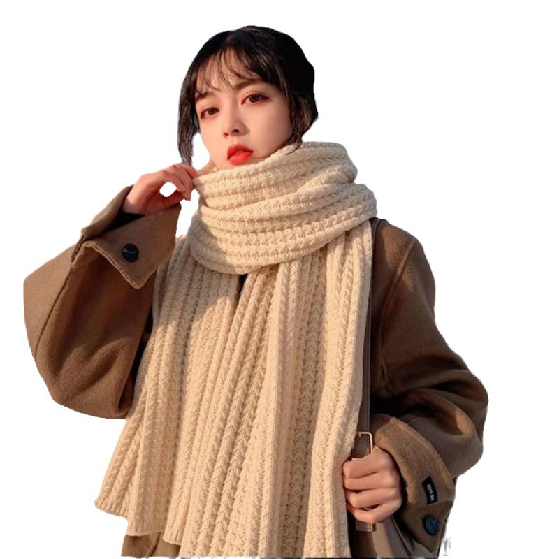 C179989 solid color knitted wool scarf winter Korean style trendy atmosphere female campus couple style warm student network celebrity all-match