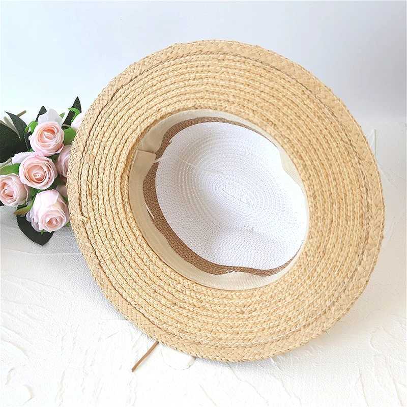 Summer Lafite Grass Spliced Fashion Sunshade Straw Hat Womens Wide Brim Jazz Beach Hat Holiday UV Protection Sunscreen Sun Hat W250602