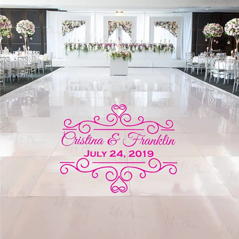 Wedding Dance Floor Decal Monogram Vinyl Sticker Party Decor Custom Name Date DIY Wall Sticker 250603