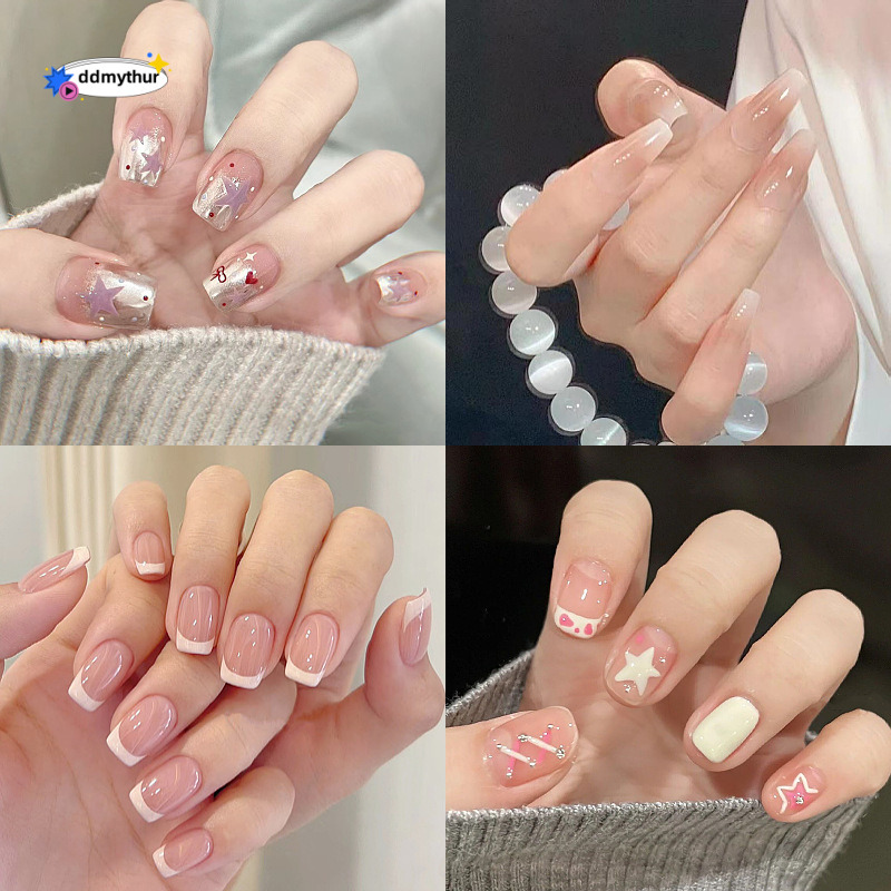 Zhen Huan Hua Fei Face Touch Ice Transparent Long Trapezoidal Style Wearable Nails Finished Fake Nail Stickers ddmythur