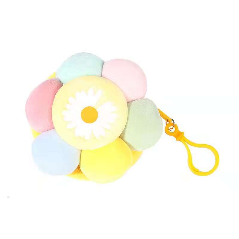 Cartoon Sunflower Smiley Face Coin Purse Pendant Keychain Mini Earphone Bag Small Gift