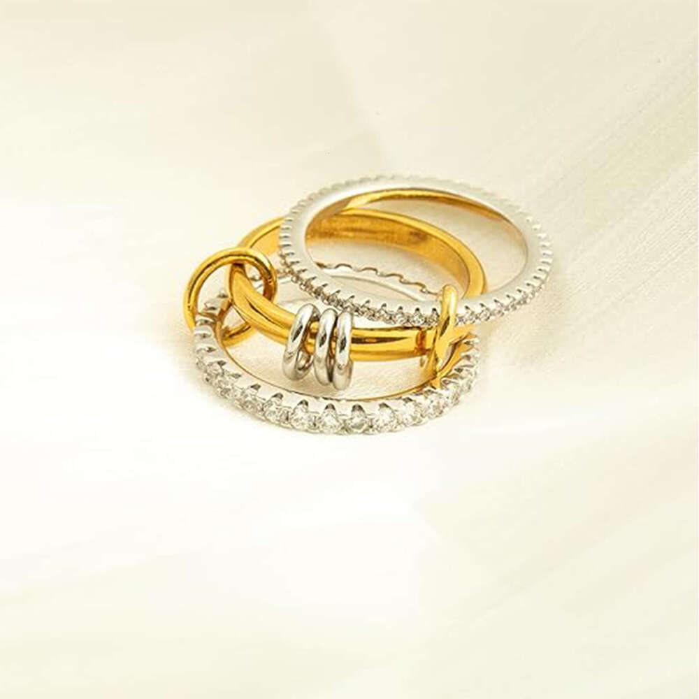 Rings Exquisite Stackable Electroplated Plated Rhinestone Rings, Women's Gold Ring Set