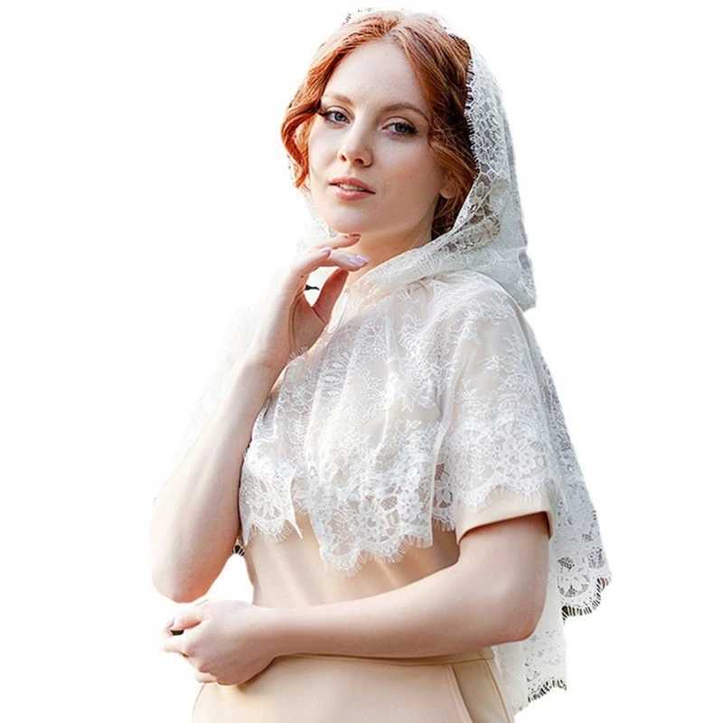 Woman Lace Shawl Wedding Church Lace Trim Scarf Soft Lightweight Scarf with Hoodie for Hot Weather Sunproof Supplies W250602
