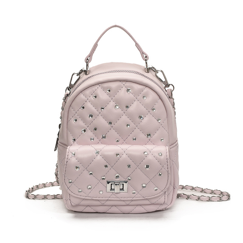 designer 2025 Spring Summer New Quilted Embroidered Chain Small Backpack for Women Fashion Trendy Rhinestone Outdoor Versatile Backpack