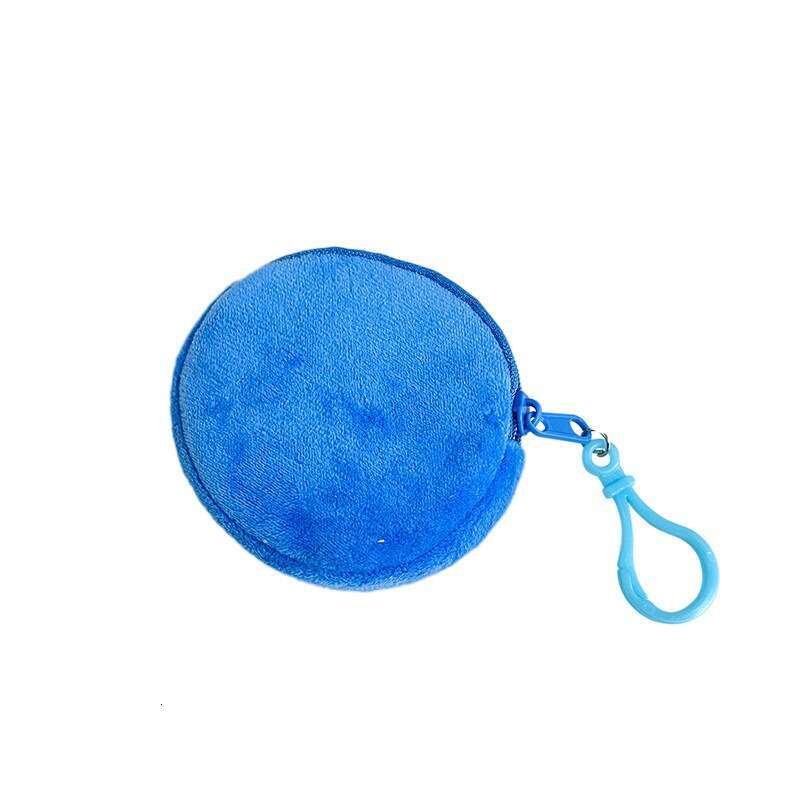 Cute Wallet ID Card Holder Keychain Simple Gift Candy Color Plush Round Women's Coin Purse