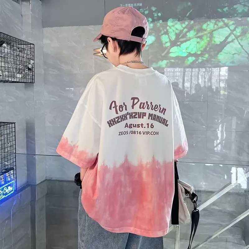 Summer Kids Clothes Fashion Streetwear Boys Girls Personality Tie-dye T Shirt Tops Children Gradient Short Sleeve O-Neck Tees T250603