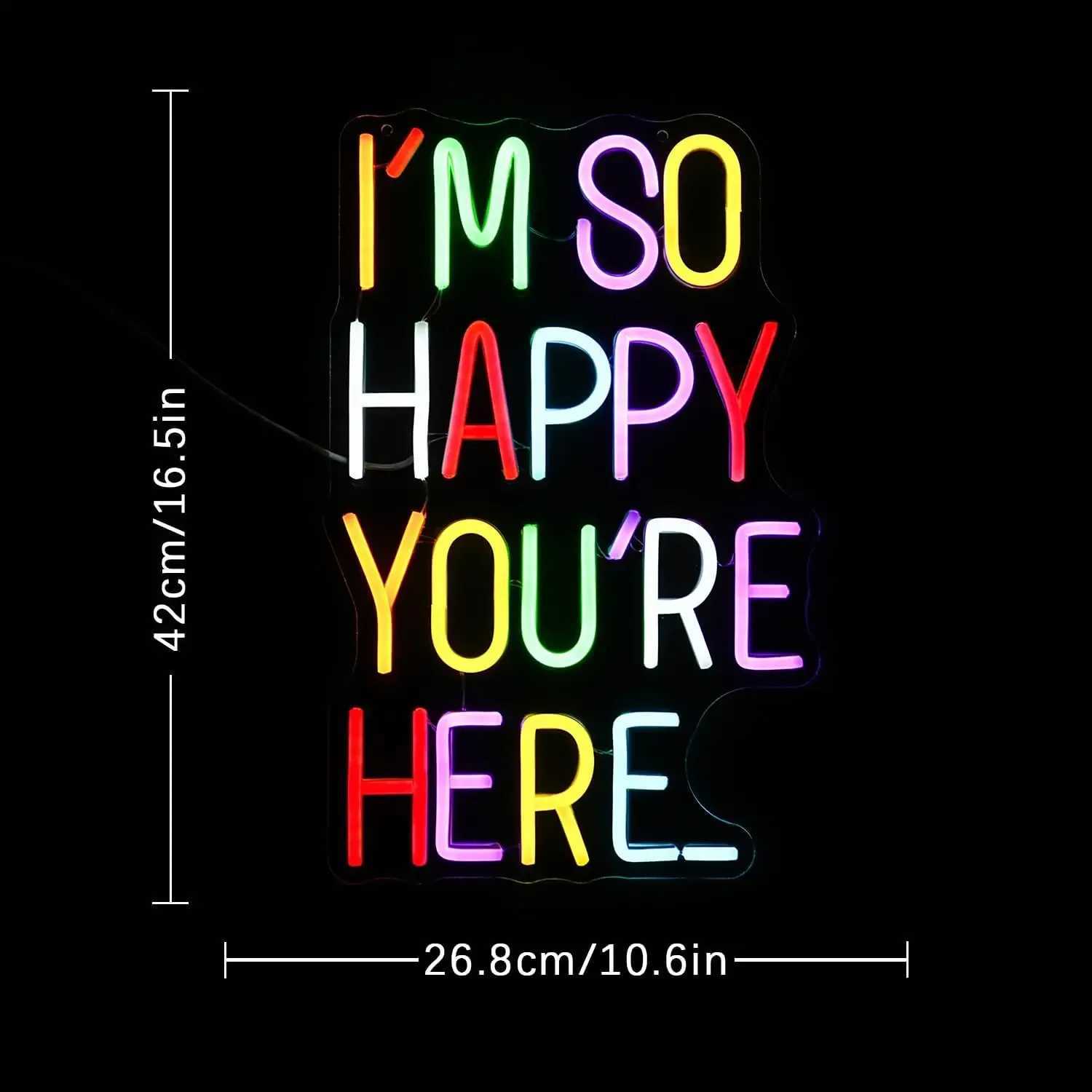 Im So Happy Youre Here Neon Sign Dimmable Positive Affirmation LED Light for Kids Room Classroom Home Business Wall Art Decor XJ250602