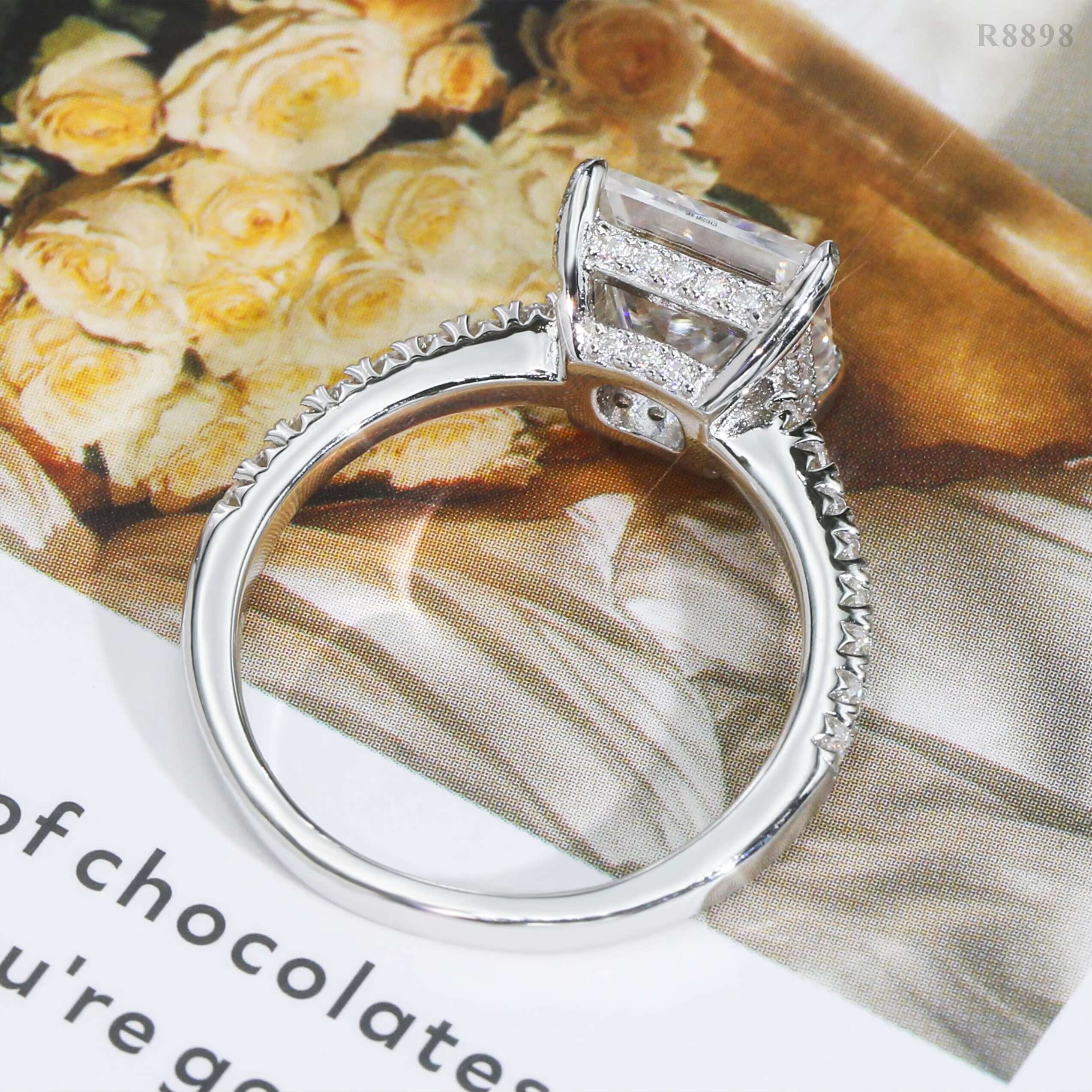 High Fashion Wedding Ring Style Pass Diamond Tester 3.3CT Princess CutCut Engagement Moissanite Ring Silver