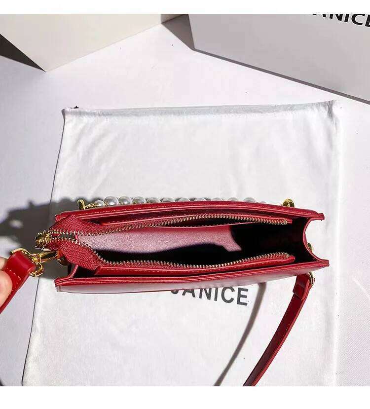 Women Handbag High Quality Fashion Textured Leather Red Square Lady Purse Female Shoulder Messenger Underarm Bag Armpit