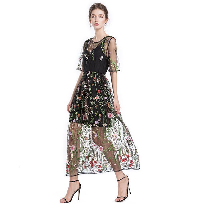 women's wear 2025 Spring New Plus Size Women's Embroidered Lace Dress Summer Two-Piece Set