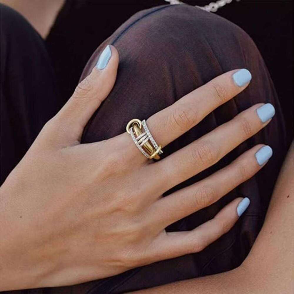 Hot Selling Three-Layer Stacking High-End Ins Style Finger Rings Jewelry Mixed Colors