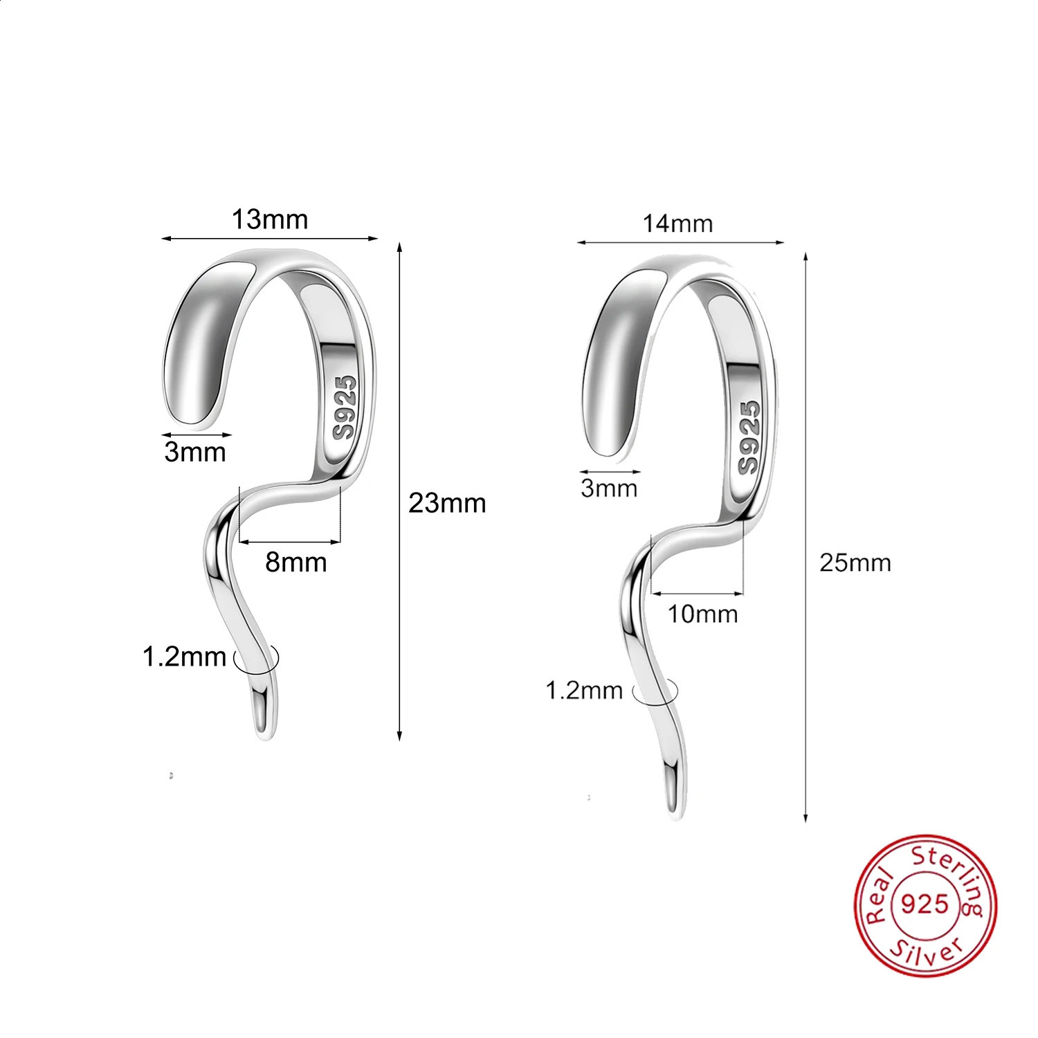ZS 1PC 16G 925 Sterling Lower Lip Studs Silver Color Labret Talon Lip Rings for Women Men Unique Lip Piercing Halloween 250530