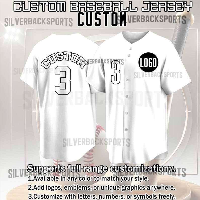 Personalized Custom Baseball Jersey with Team Name and Number Printed or Embroidered Logo Button Up Baseball Uniform for Fans and Players