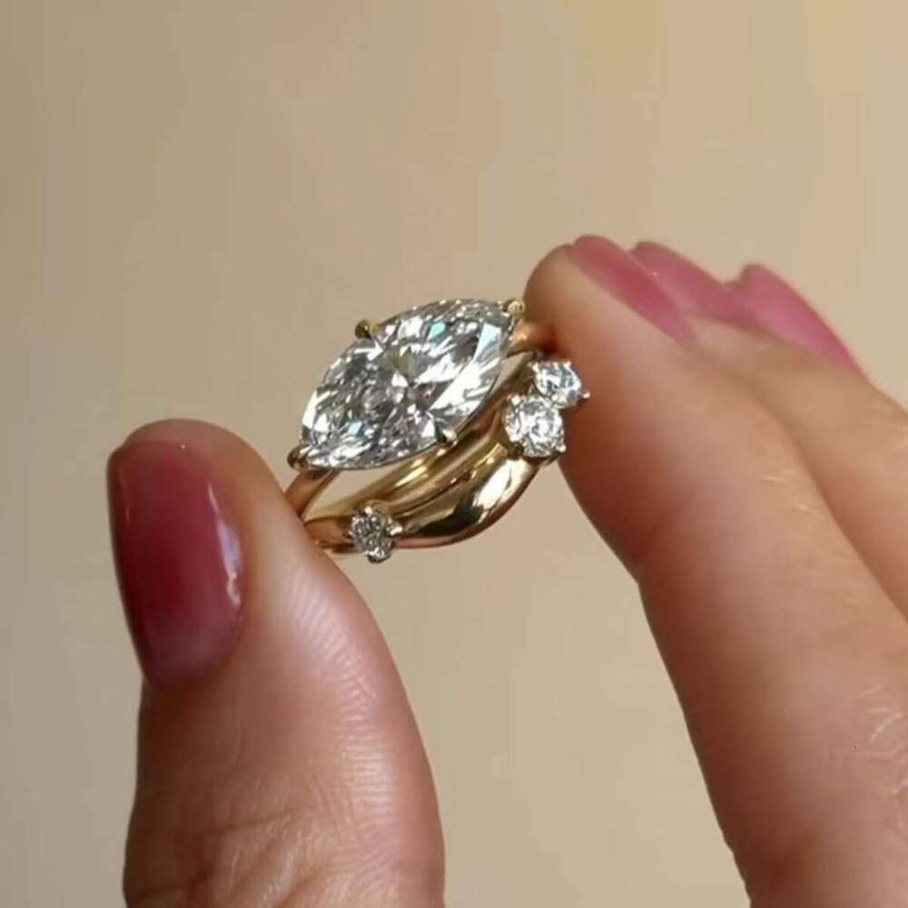 Moissanite S Sterling Silver Set Oval Luxury Combination Ring temu