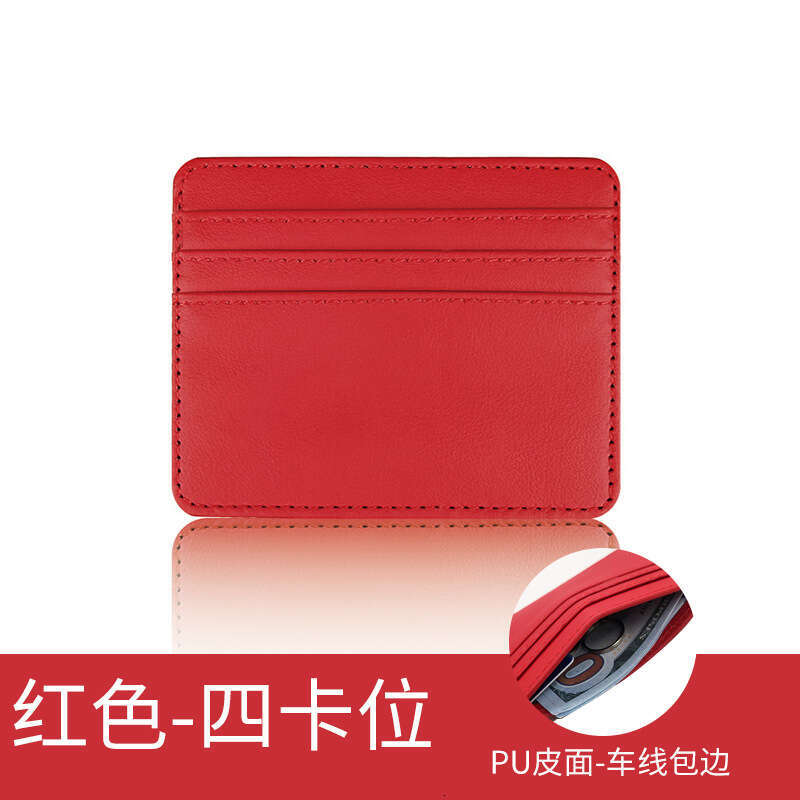 PU Leather Multiple Colors Stitching Craft Large Capacity Multi-Card Slot Unisex Card Holder