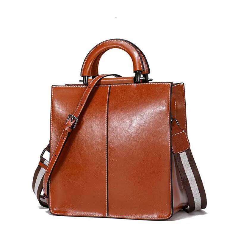 Genuine Leather Women's Shoulder 2025 New Designer Women Handbags Retro Cowhide Crossbody Bags Female Square Tote Bag