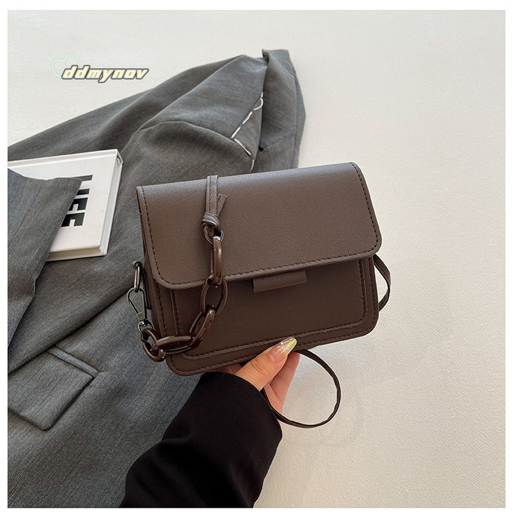 Fashion Versatile Shoulder for Women 2025 New Solid Color Casual Simple Small Square PU Crossbody Bag ddmynov