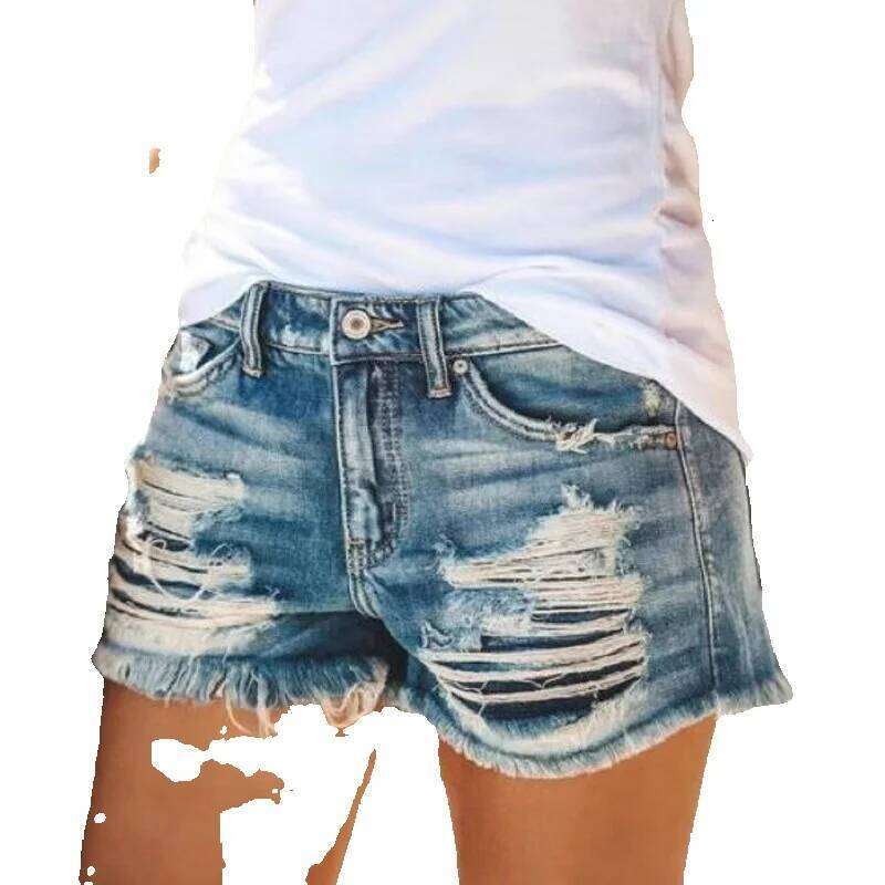 Denim Shorts Jeans Shorts Fashion Summer Ripped Fringe Denim Shorts For Women Ripped Short Jeans