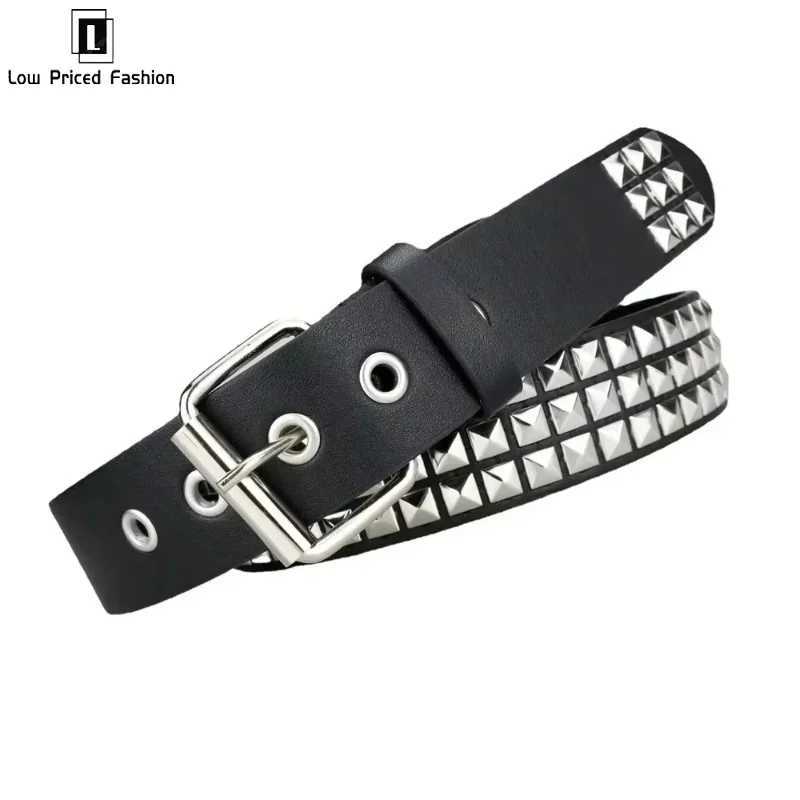 Square Bead Rivet Belt Metal Pyramid Belt Men And Women Punk Hardware Jeans Belt Fashion Y2k Belt Designer Belt Womens Belts XJ250602