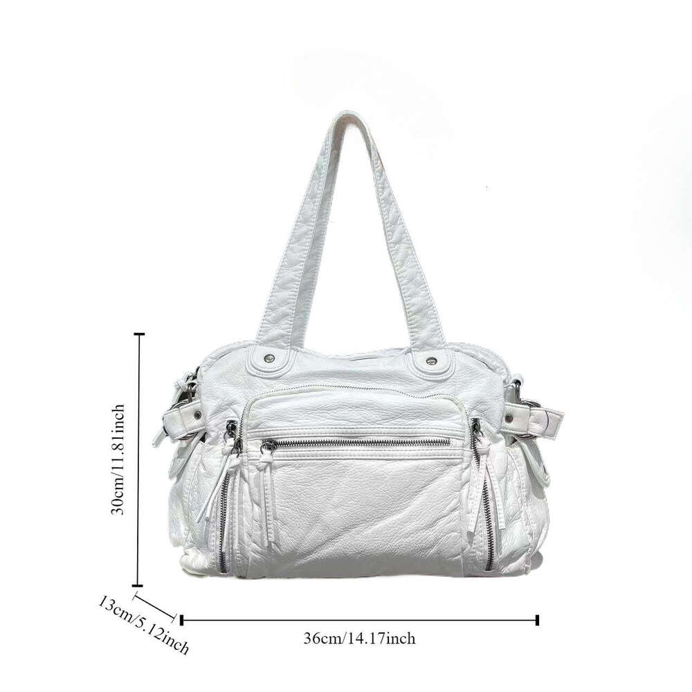 Women's Fashion Y2k Trendy Washed Motorcycle Large Capacity Vintage Korean And Japanese Style Shoulder Bag