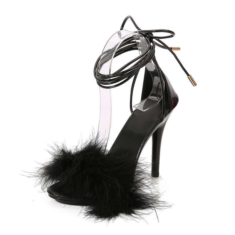 Super High Heels Maomao 35-43 Lace-Up Super High Heels 11Cm Nightclub Transparent Sandals Sexy Plus Size Shoes Platform High Heels