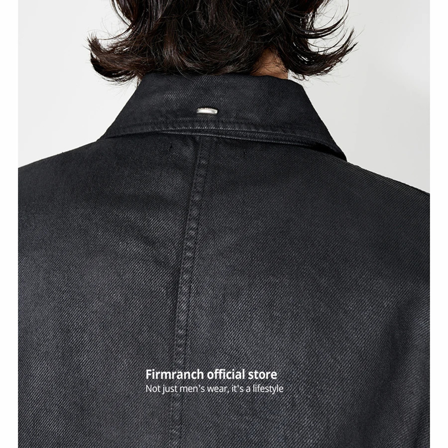 Firmranch Black Oil Wax Biker Jean Jackets With Silver Buckle Women Mens Denim Coat Loose Spring Autumn Bomber Blazer Free Ship 250530