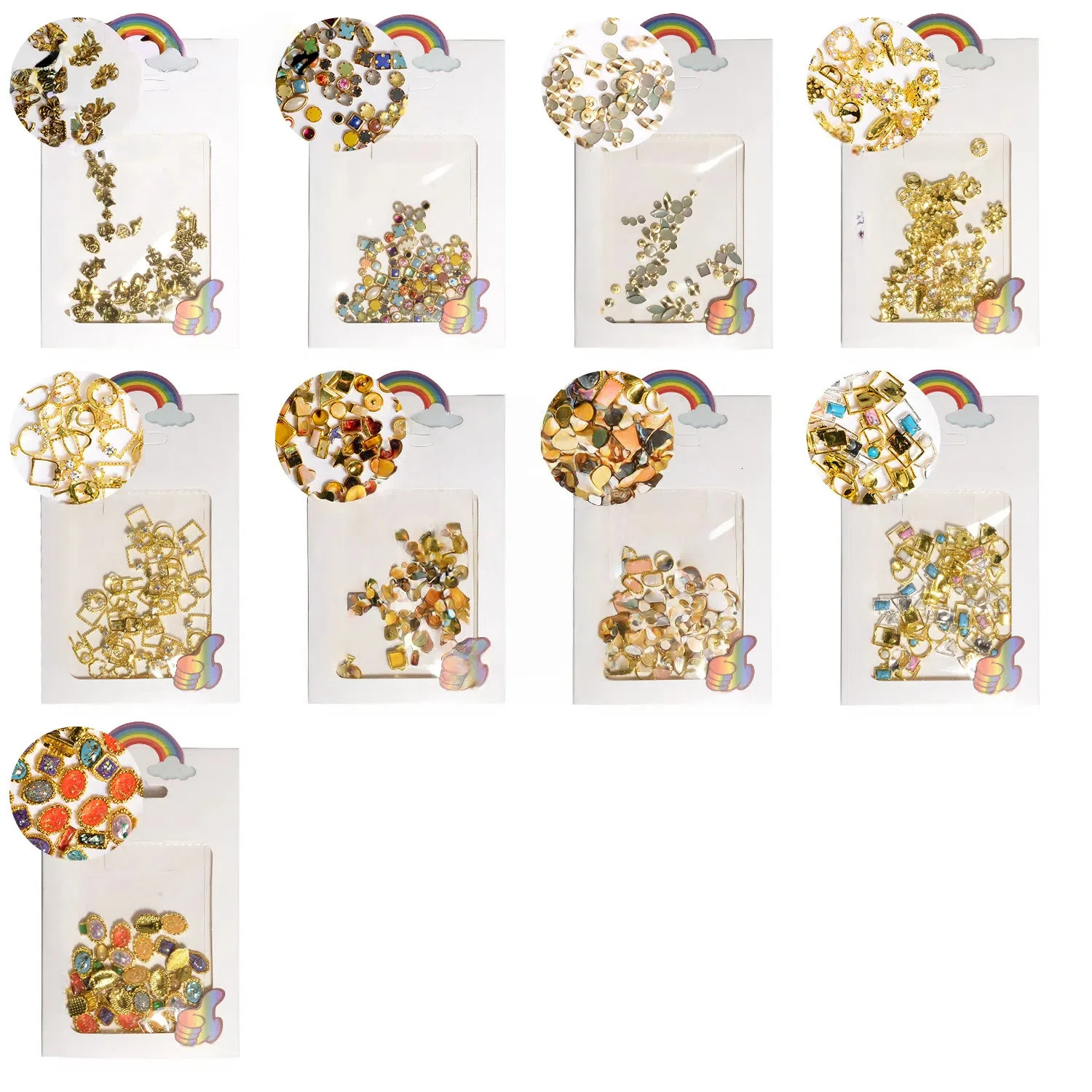 50pcs Style Alloy Turquoise Inlaid Nail Jewelry Rectangle Round Triangle Shaped Metal Rimmed Nail Gems for Nail Art charms 250528