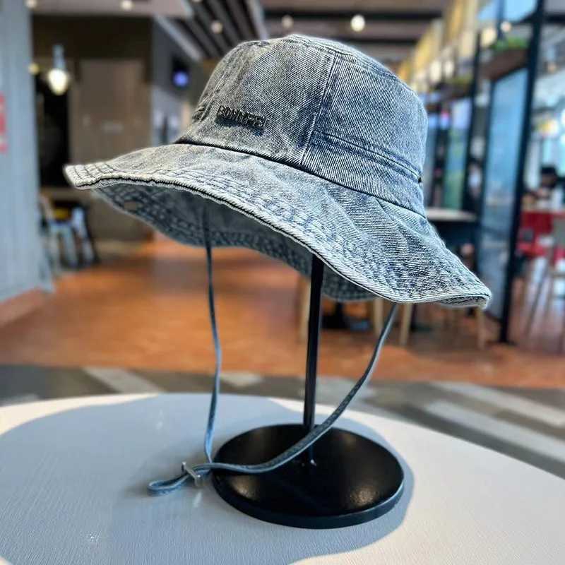 Denim Cloth Bucket Hat Men Women Outdoor Fisherman Cap Retro Casual Sun Protection Fishing Camping Spring Summer Cowboy Hat New W250602