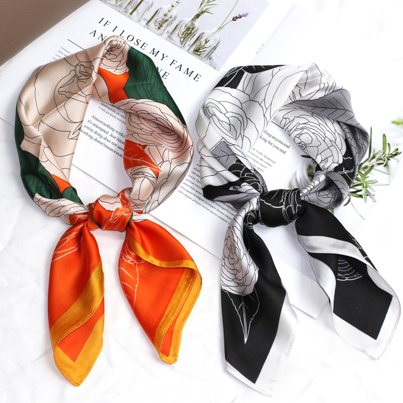 Spring Summer New Style Imitation Square for Women Fashion Versatile Silk Professional Small Scarf Ladies Neck Warmer