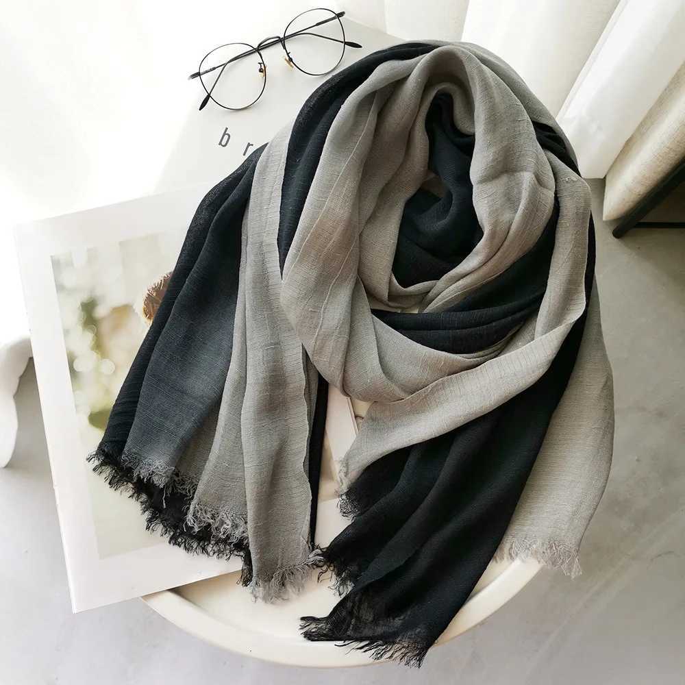 1Pc 190X90Cm Women Fashion Thin Cotton Linen Scarf Summer Female Outdoor Color Matching Travel Simple Sun Protection Scarf Shawl W250602