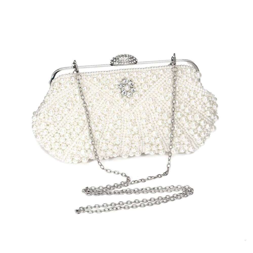 Day Pearl Women Clutch Dias Metal Chain Shoulder Evening Bags Beaded Banquet Holder Purse