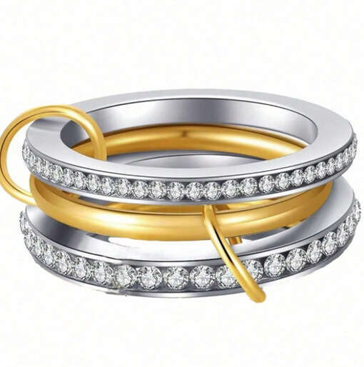 fashion niche temperament creative personality stainless steel multilayer diamond ring for women layered wear