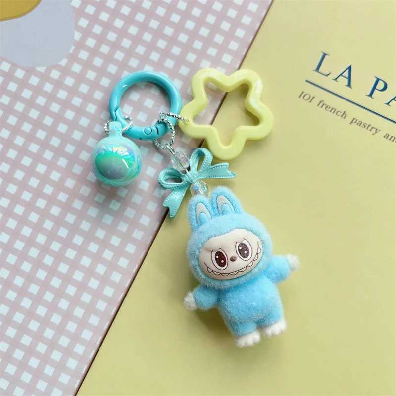 Kawaii Bowknot Labubu Keychain Mobile Phone Backpack Hanging Keychain Cartoon Pendant Charms Cute Keyrings Kids Students Gift XJ250602