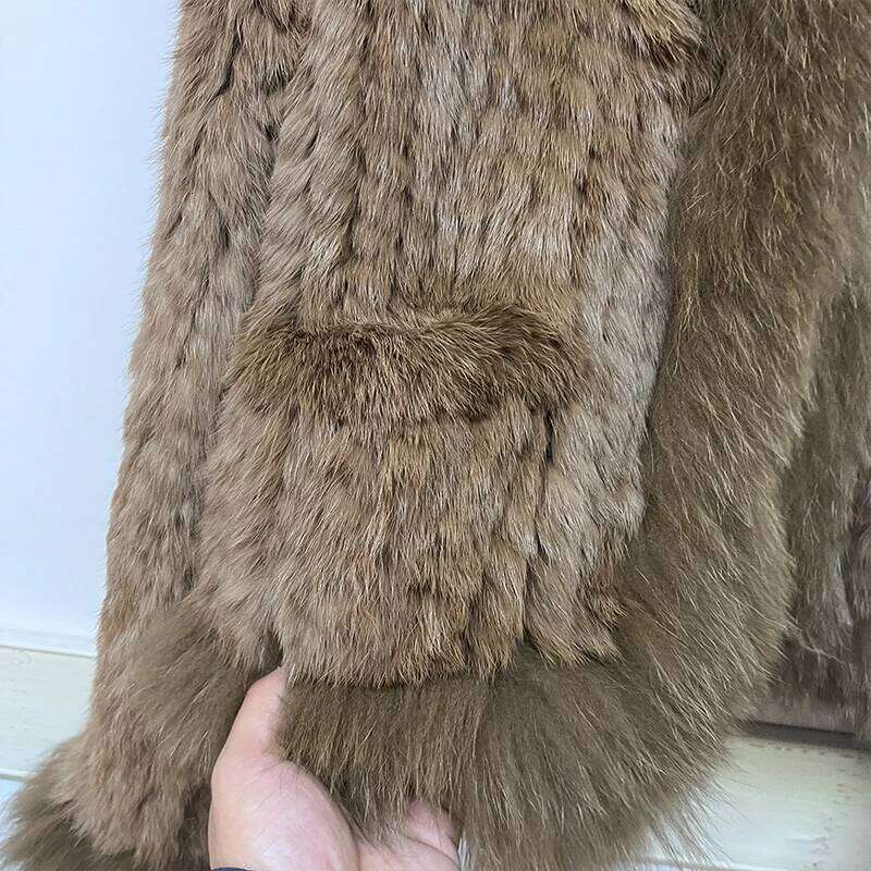 2025 Fashion Natural Rabbit Coats Knitted Women's New Real Fox Fur Jackets Woman Clothing Outwear