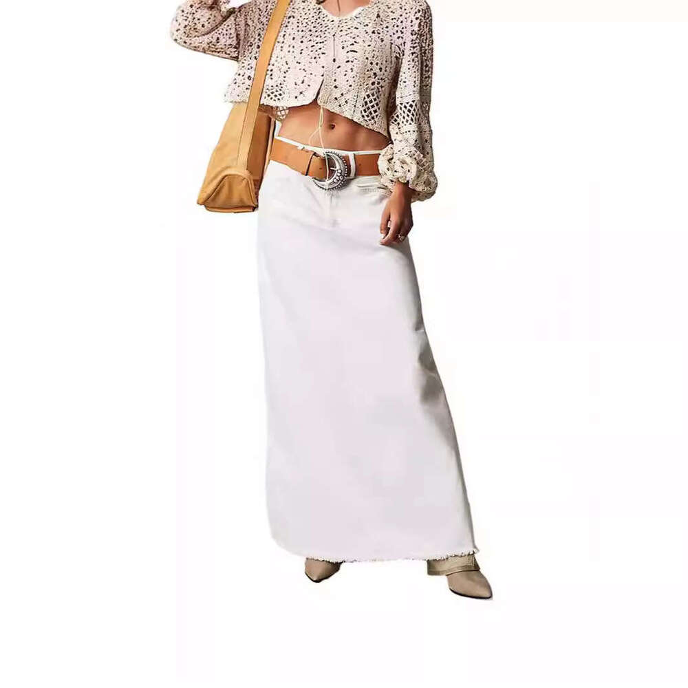 Summer Women's Loose Straight Casual Denim Midi Skirt B5
