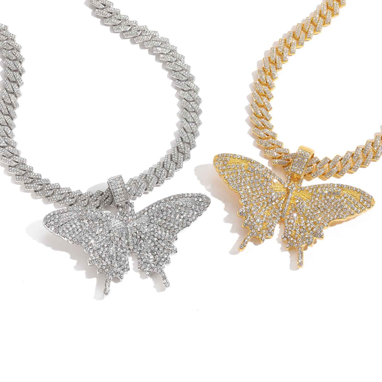 Ins Style Hip-Hop Moissanite Butterfly Pendant Full Diamond Mens Personality Ins Style Accessories Moissanite pendant
