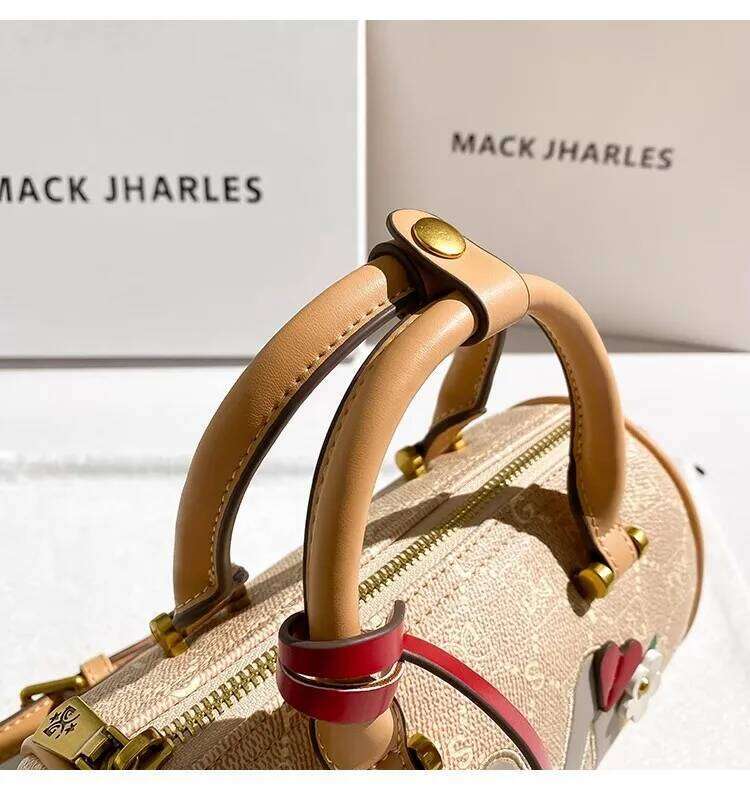Fashion Appliques Floral Striped Pillow Textured Leather Letter Printing Women Handbag Lady Purse Shoulder Messenger Bag